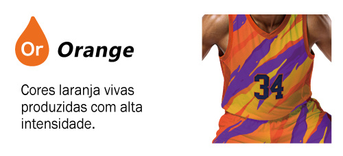 Cores laranja vivas produzidas com alta intensidade.